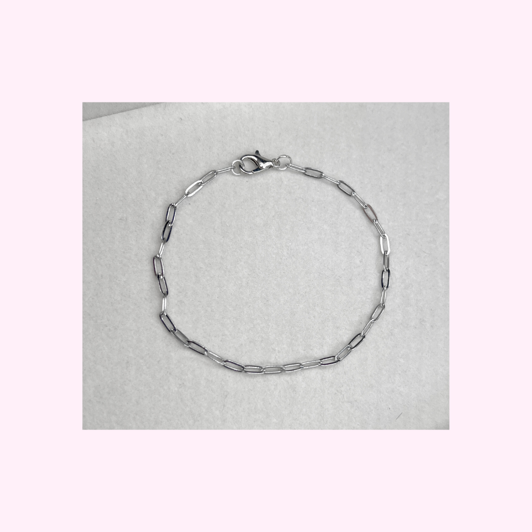 Extra Small Silver Flat Paperclip Bracelet