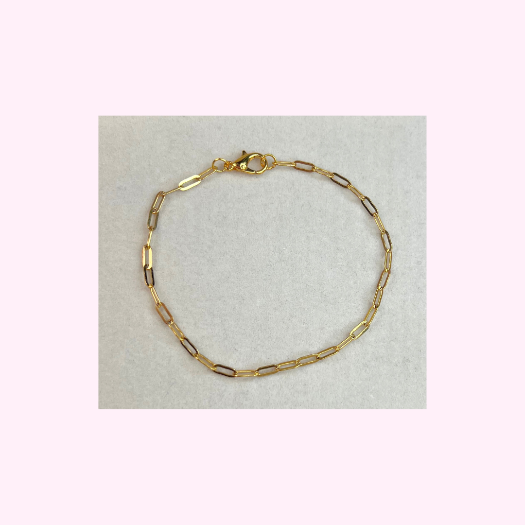 Extra Small Gold Flat Paperclip Bracelet