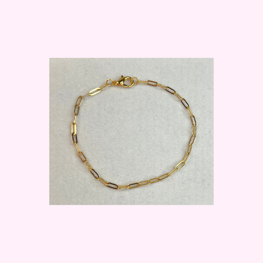 Extra Small Gold Flat Paperclip Bracelet