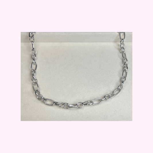 Oval Silver Figaro Necklace