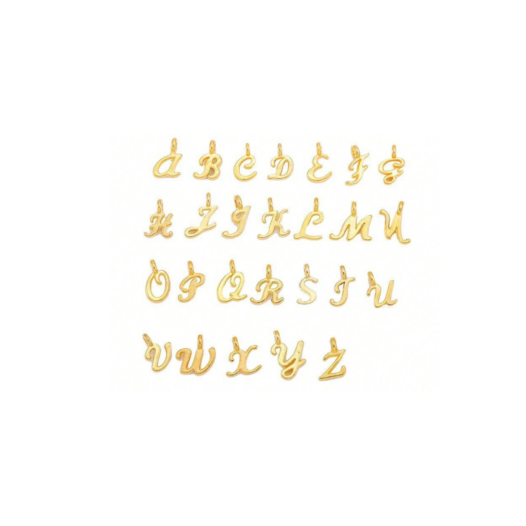 Gold Script Initial Charm