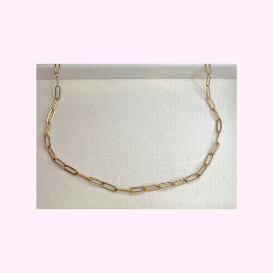 Medium Gold Flat Paperclip Necklace