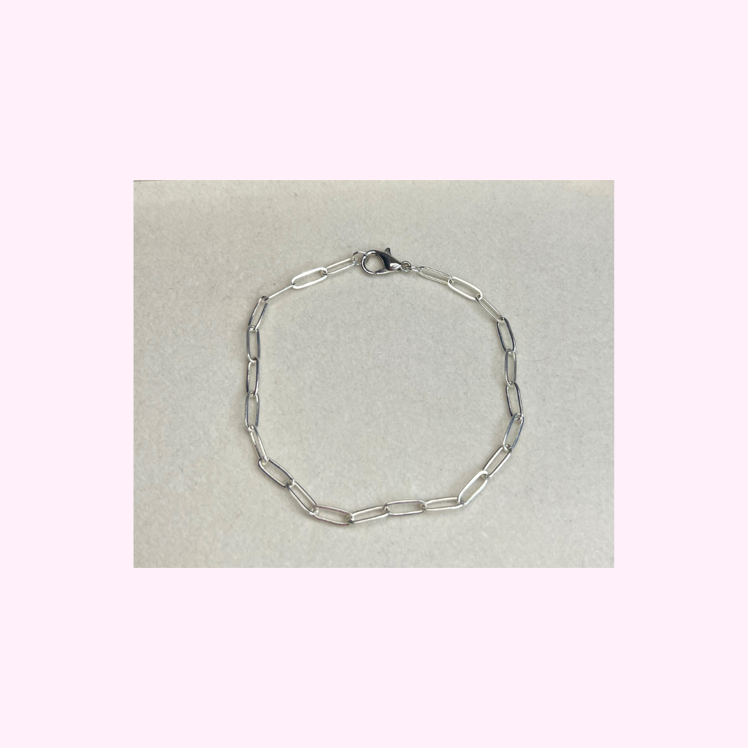 Silver Small Flat Paperclip Bracelet